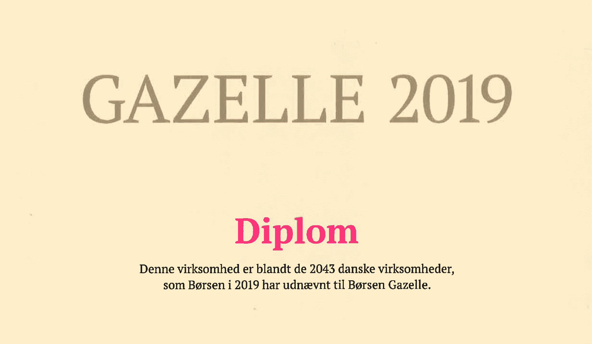 gazelle virksomhed 2019 kåret af Børsen som gazelle virksomhed 2019